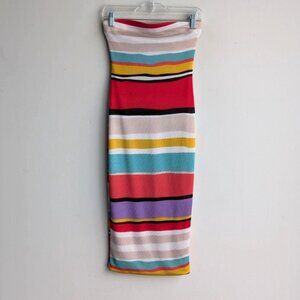 Edin Colourful Striped Strapless Tube Bodycon Dress